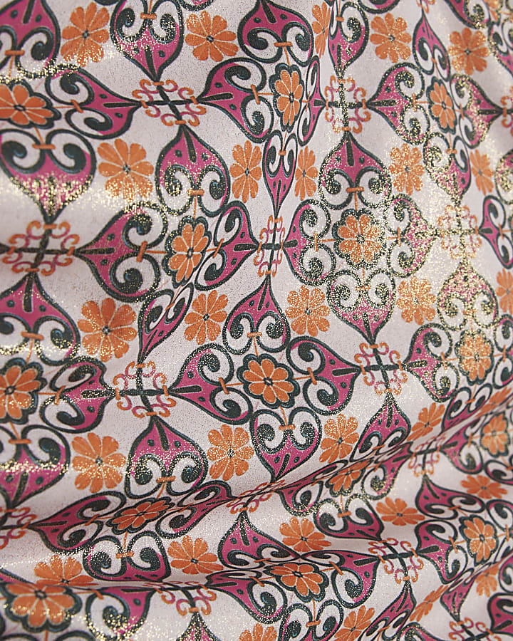 Orange Floral Frill Trim Swimsuit