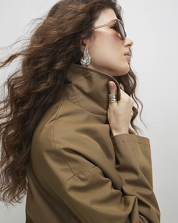 Khaki Utiltiy Zip Through Harrington Jacket