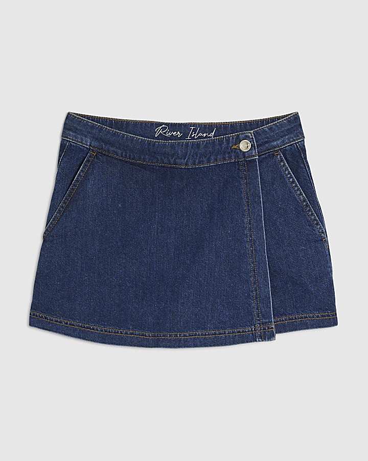 Blue Denim Wrap Skort