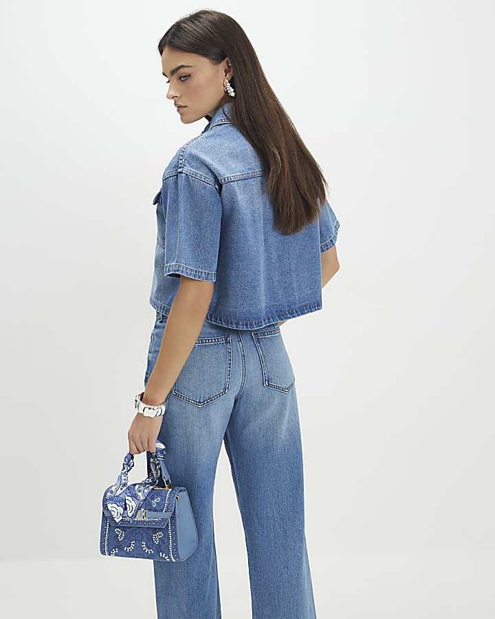 Blue Denim Pocket Front Boxy Shirt