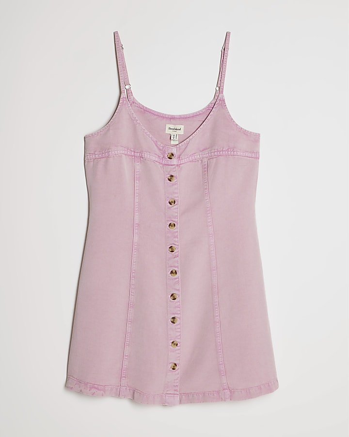 Purple Button Up Denim Mini Dress
