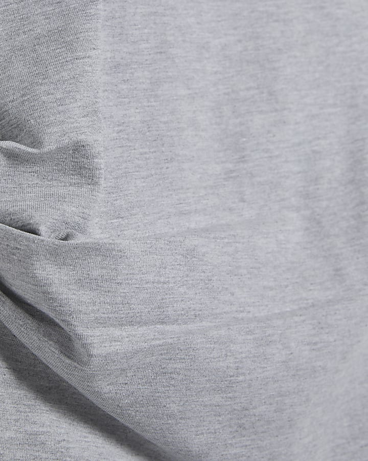 Grey Ruched Side Grown On Sleeve T-shirt