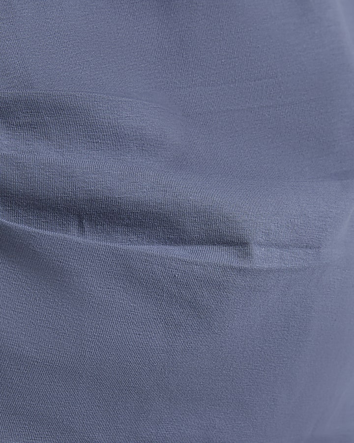 Blue Ruched Side Grown On Sleeve T-shirt