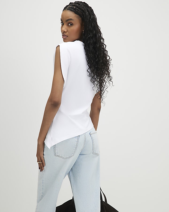 Cream Ruched Side Grown On Sleeve T-shirt