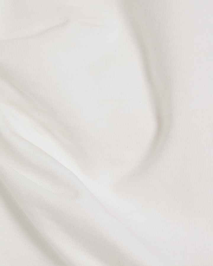 Cream Ruched Side Grown On Sleeve T-shirt