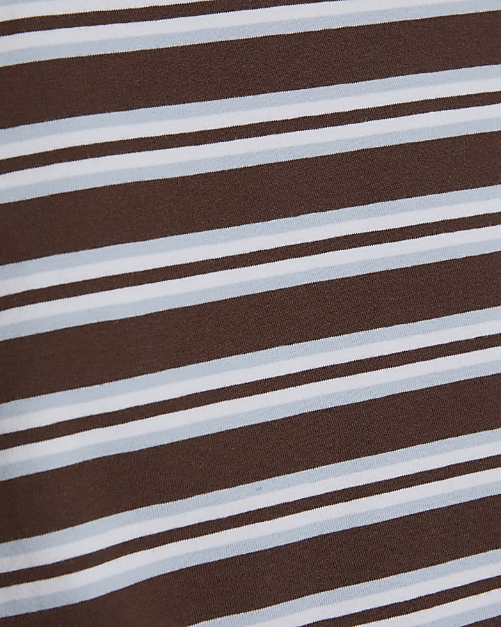 Brown Ruched Side Stripe T-shirt