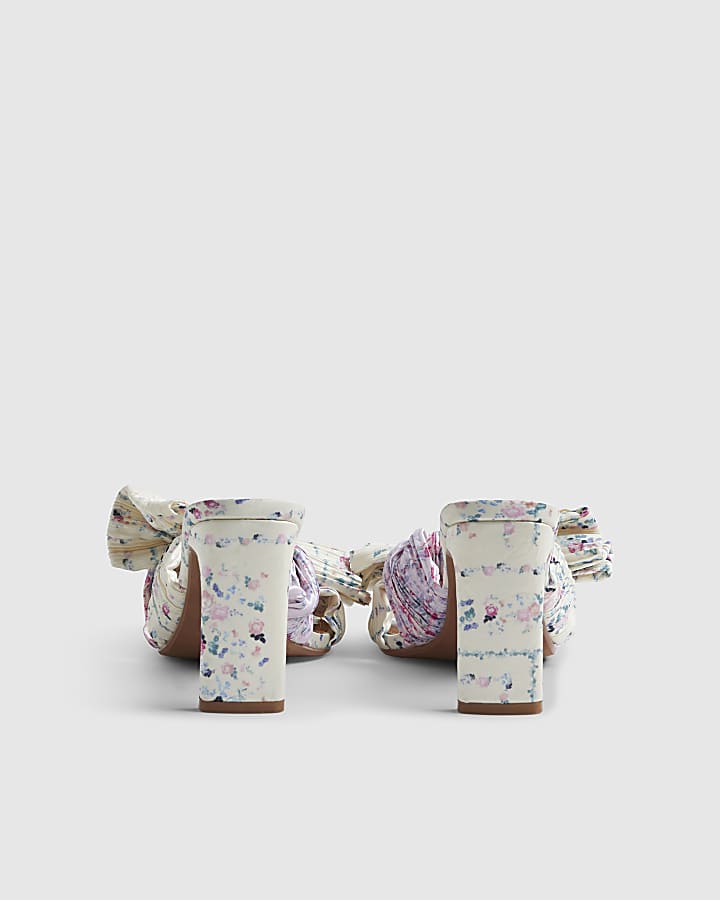 Yellow Twist Plisse Heeled Mules