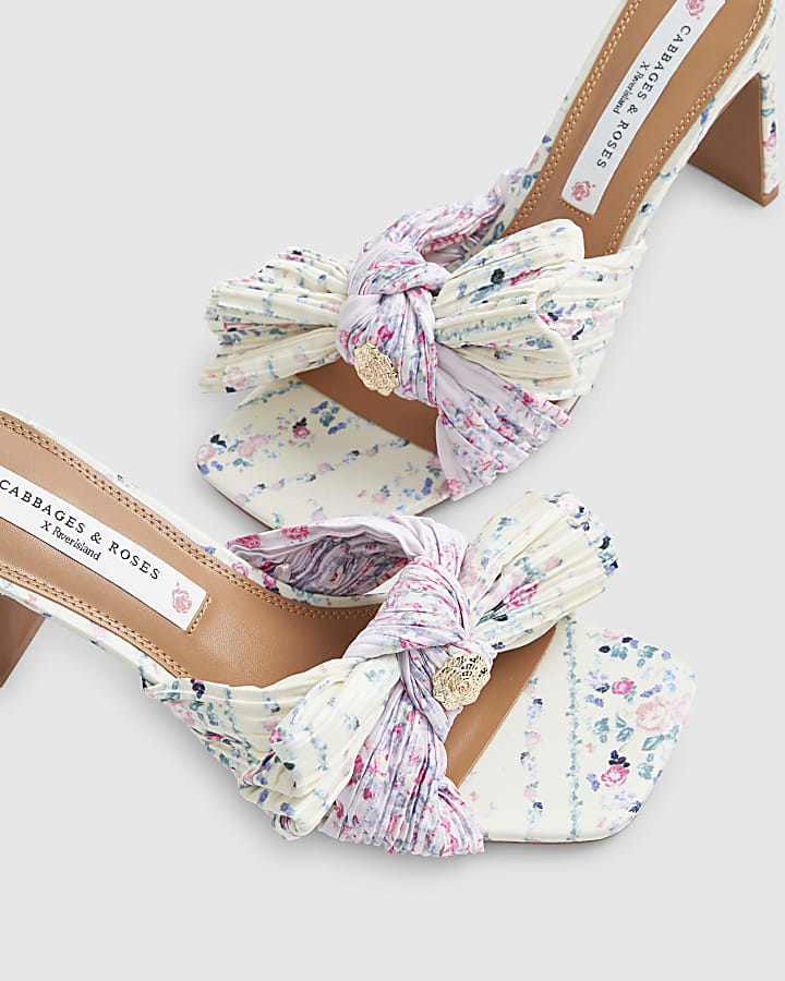 Yellow Twist Plisse Heeled Mules