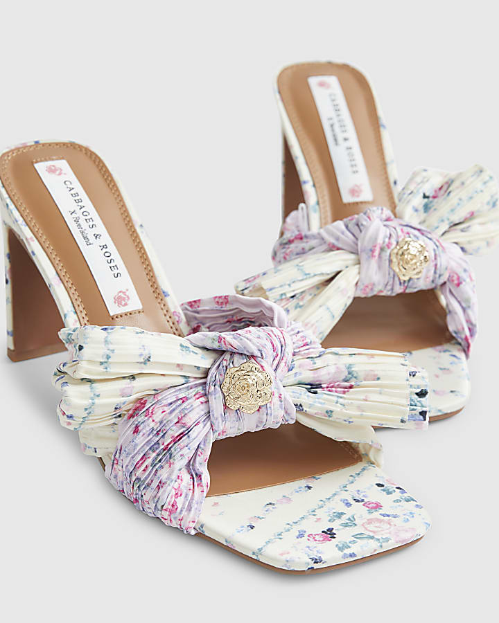 Yellow Twist Plisse Heeled Mules