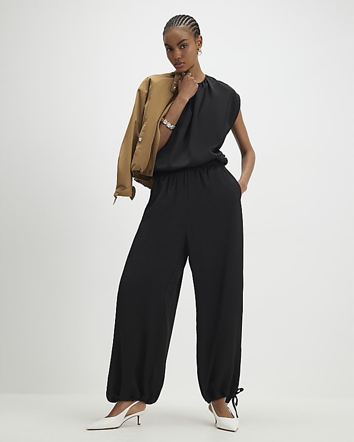 Black Adjustable Balloon Leg Trousers