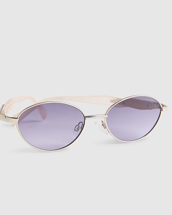 Gold 90s Round Slim Sunglasses