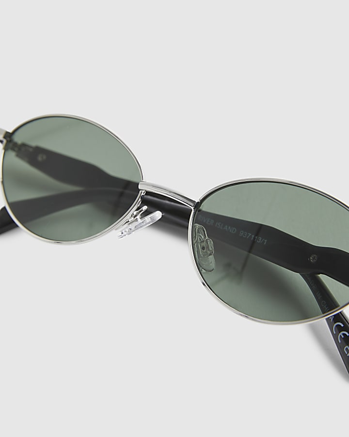 Silver 90s Round Slim Sunglasses
