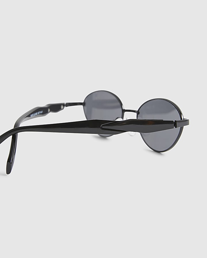 Black Round Slim Sunglasses