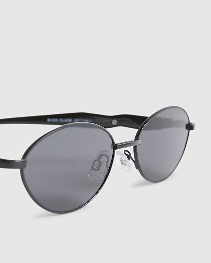 Black Round Slim Sunglasses