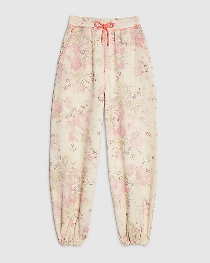 Cream Floral Joggers