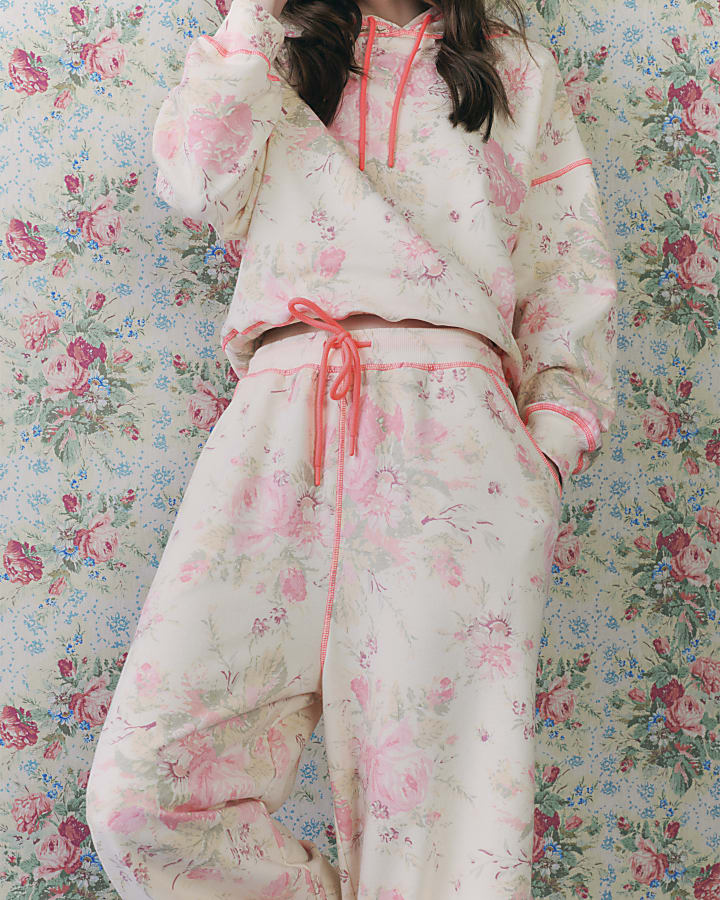 Cream Floral Joggers