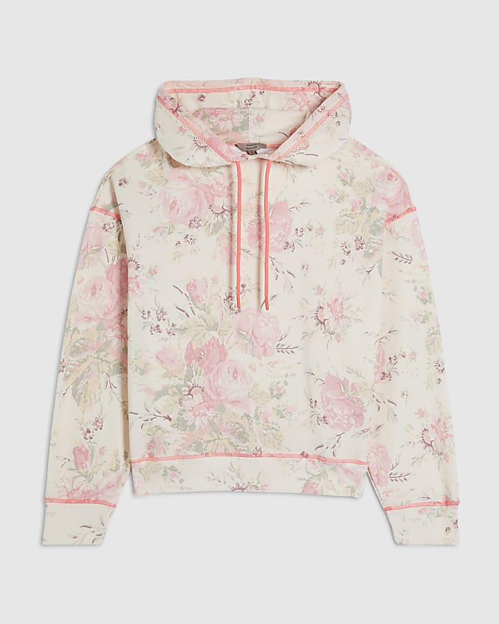 Cream Floral Hoodie