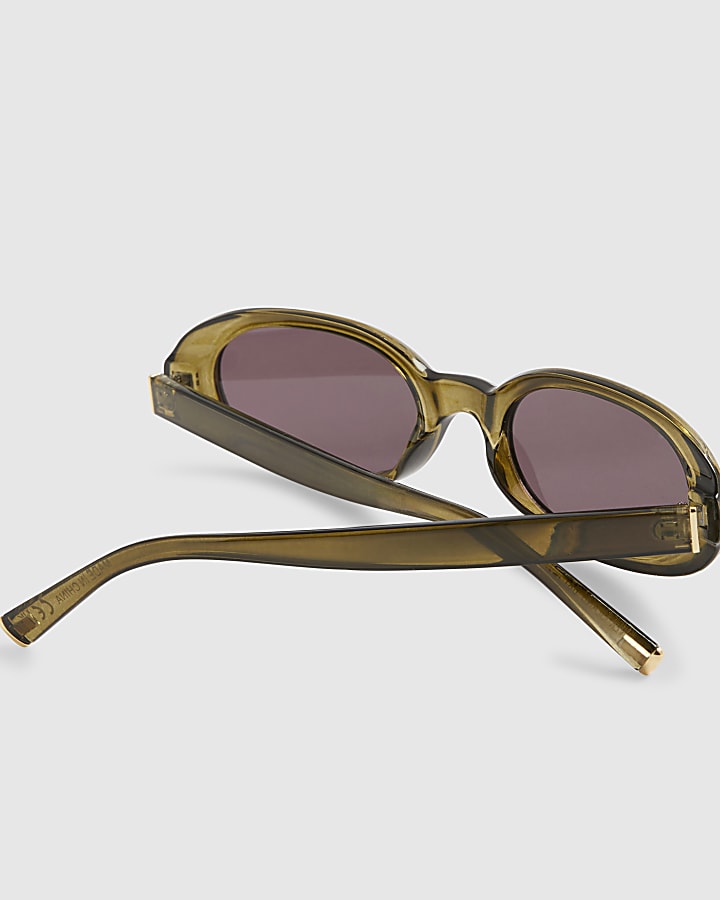 Green Slim Oval Sunglasses