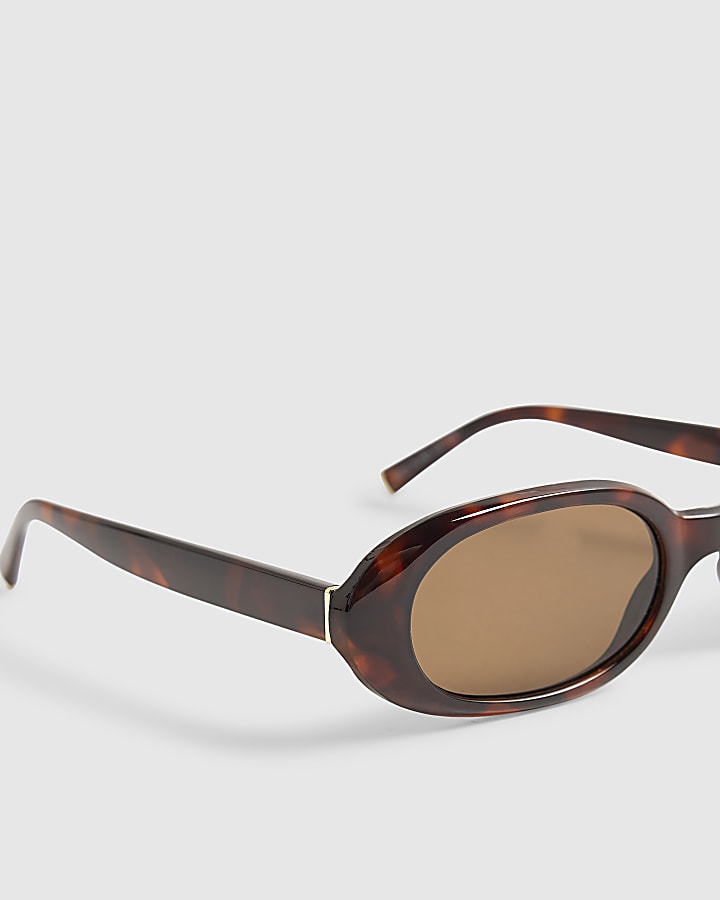Brown Tortoiseshell Slim Oval Sunglasses