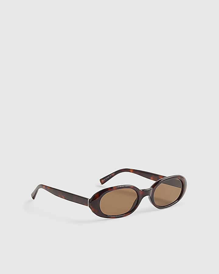 Brown Tortoiseshell Slim Oval Sunglasses