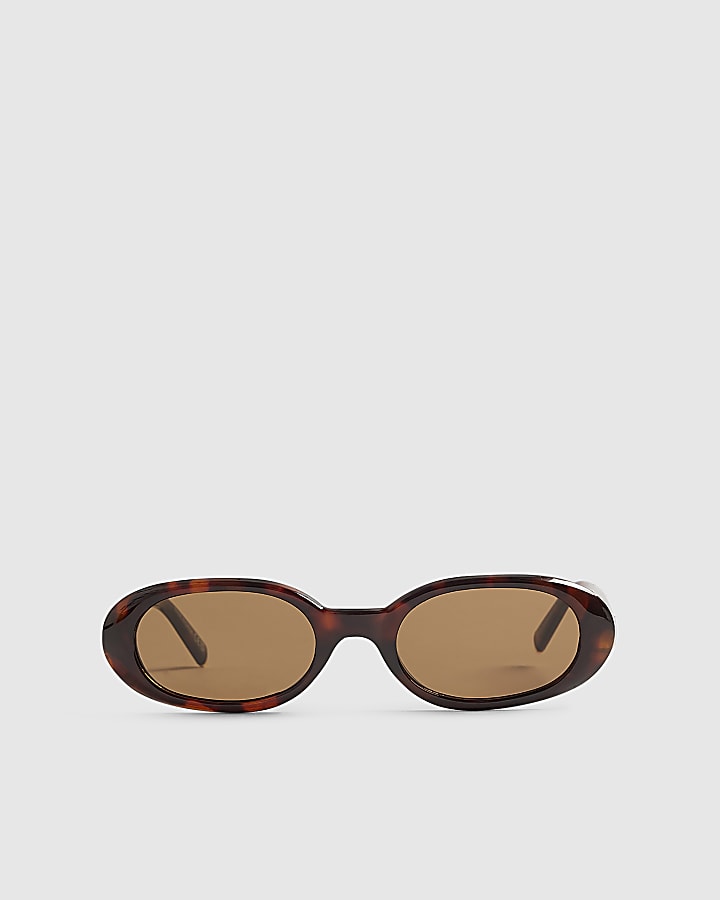 Brown Tortoiseshell Slim Oval Sunglasses