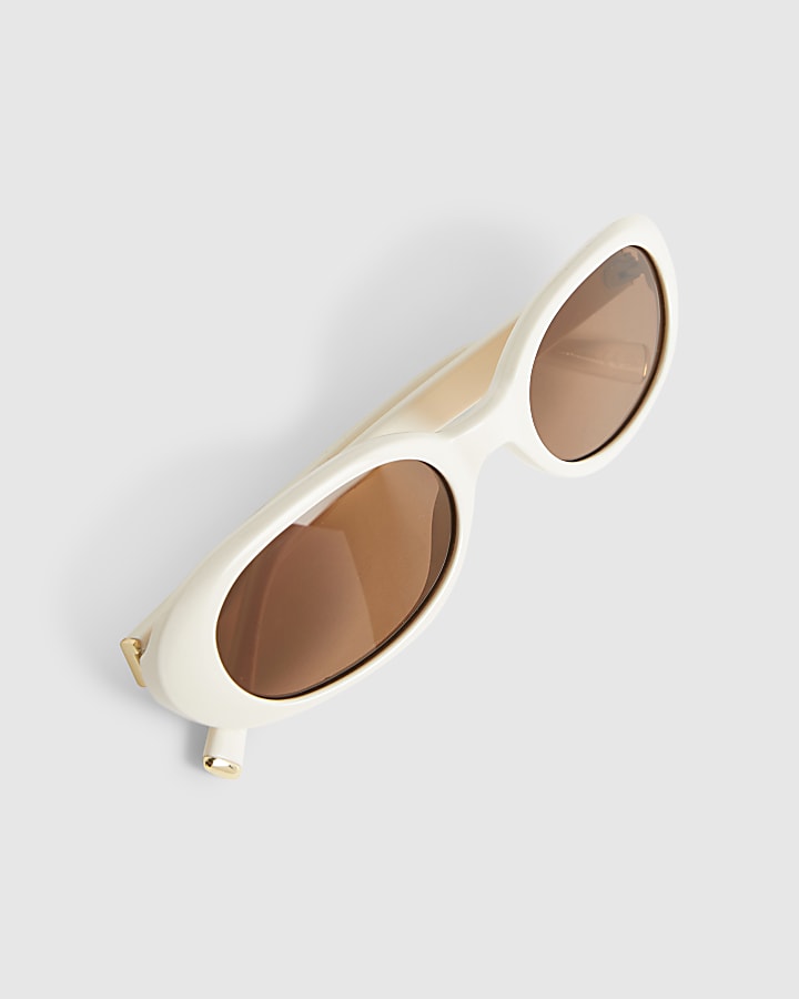 Cream Slim Oval Sunglasses