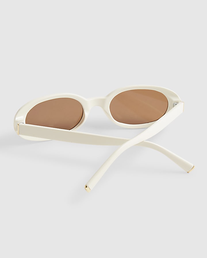 Cream Slim Oval Sunglasses
