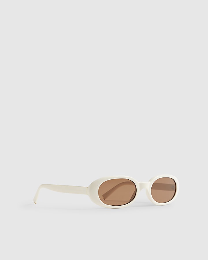 Cream Slim Oval Sunglasses