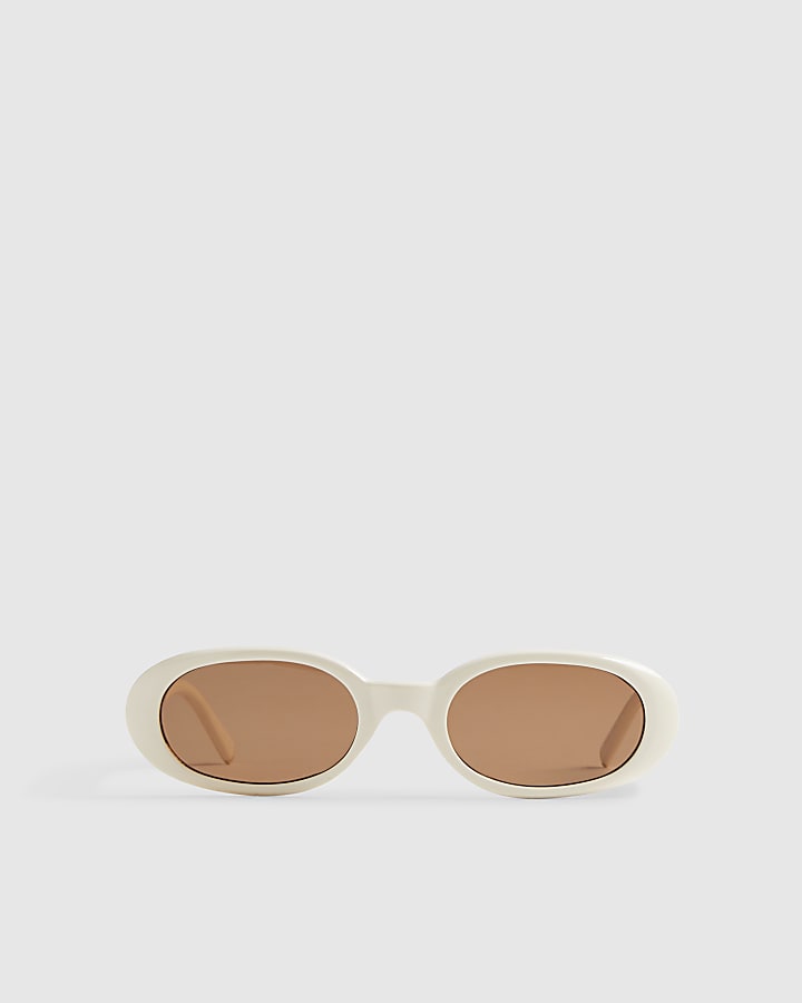 Cream Slim Oval Sunglasses