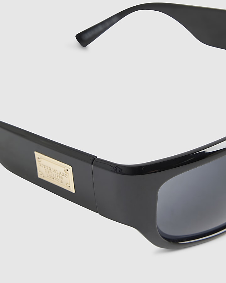 Black Wrap Thick Temple Sunglasses