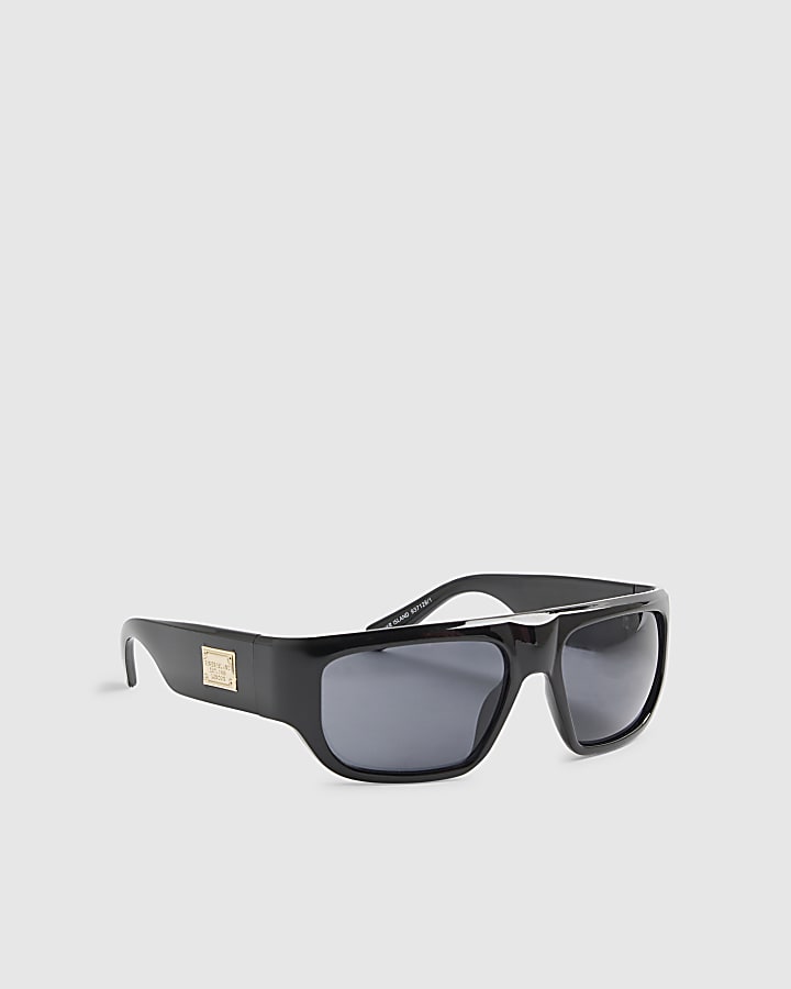Black Wrap Thick Temple Sunglasses