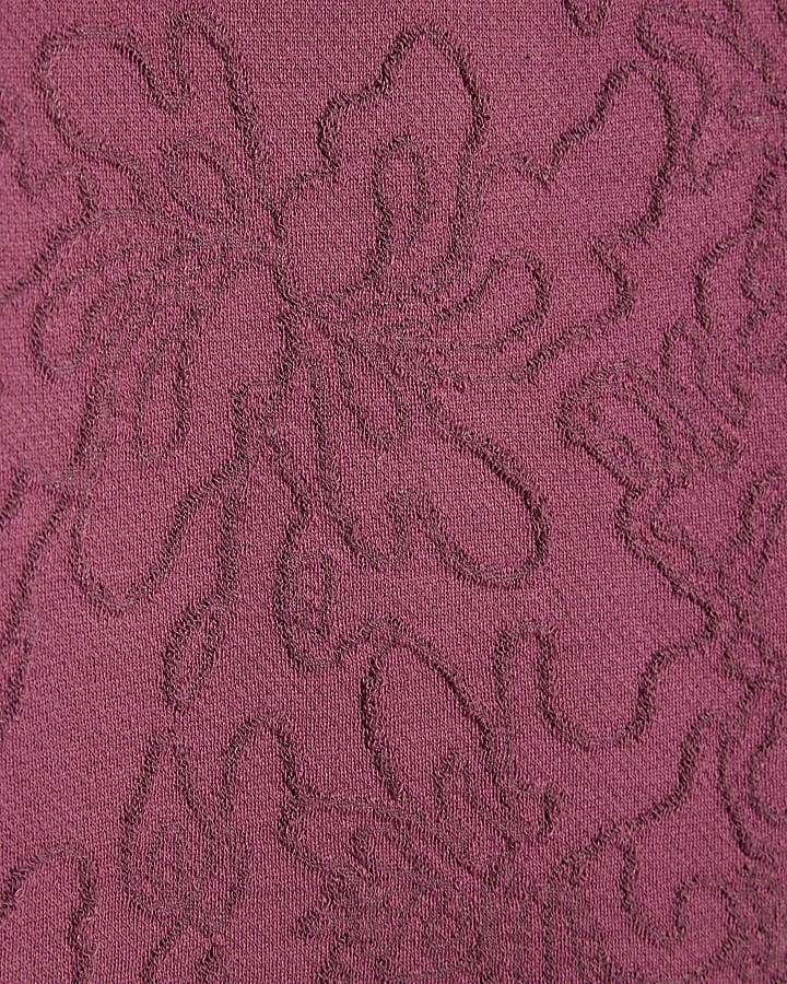 Petite Pink Jacquard Wide Leg Trousers