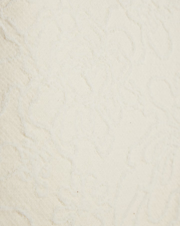 Petite Cream Short Sleeve Jacquard T-shirt