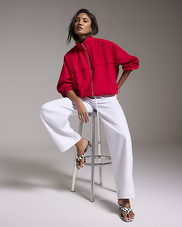 Red Zip Through Anorak Jacket