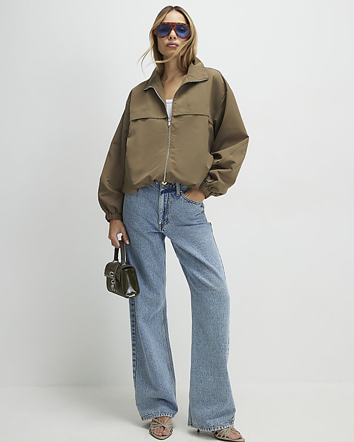 Khaki Lightweight Zip Through Jacket