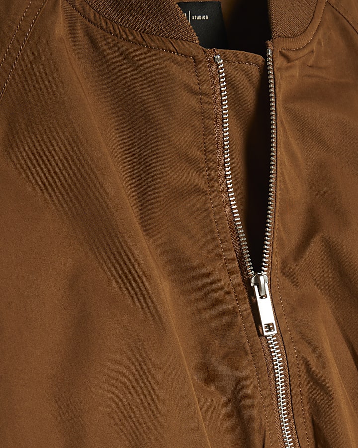Brown Long Sleeve Bomber Jacket