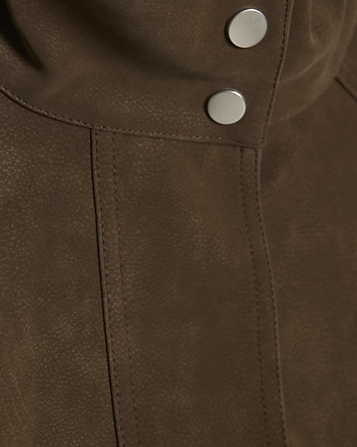 Brown Funnel Strap Washed Bomber