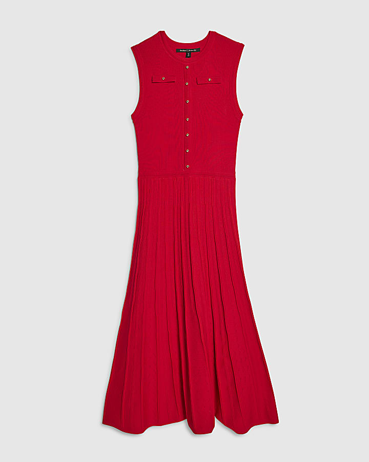 Red Pointelle Maxi Dress