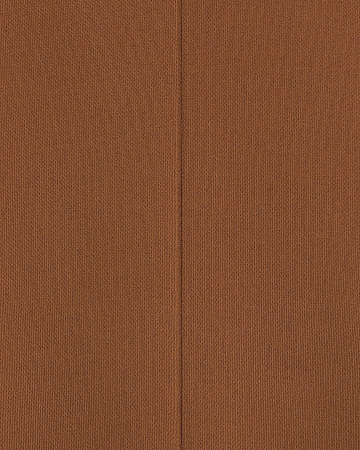 Brown Fitted Knit Brunch Top