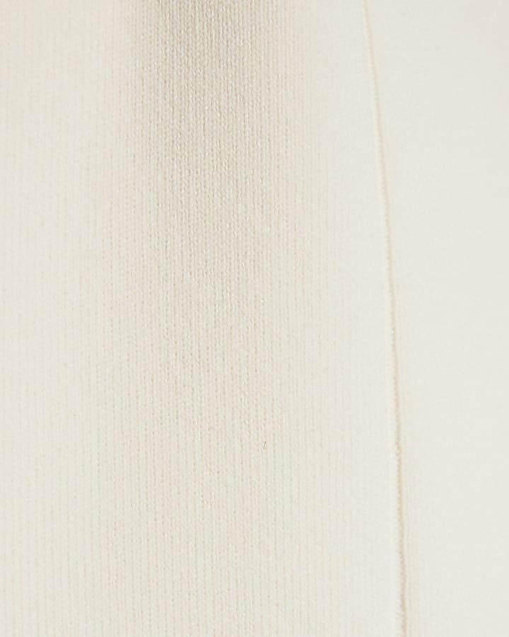 Cream Fitted Knit Sleeveless Top