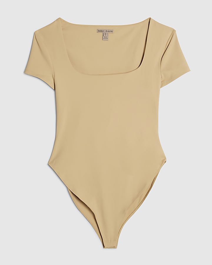 Beige Scoop Neck Bodysuit