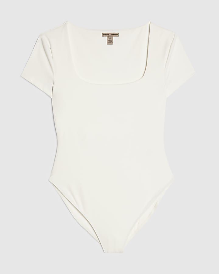 White Scoop Neck Bodysuit