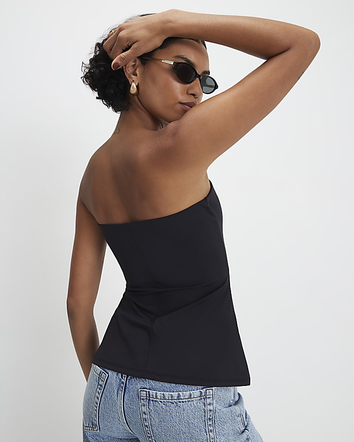 Black Polyamide Bandeau Top
