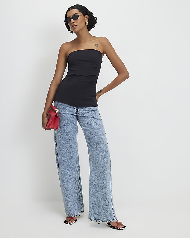 Black Polyamide Bandeau Top