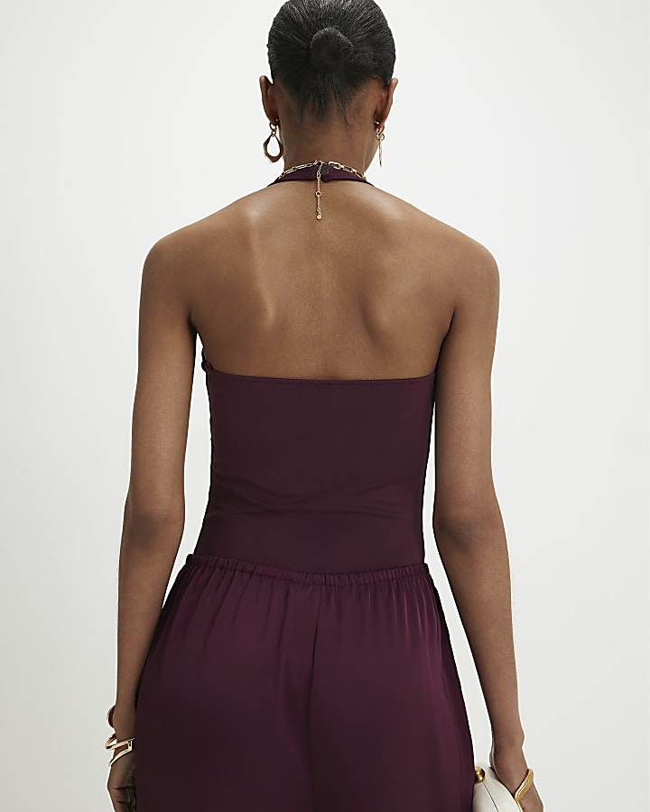Red Halter Neck Bodysuit