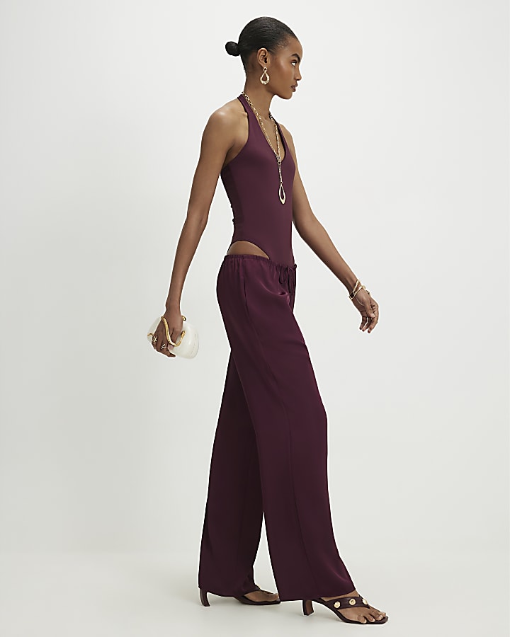 Red Halter Neck Bodysuit