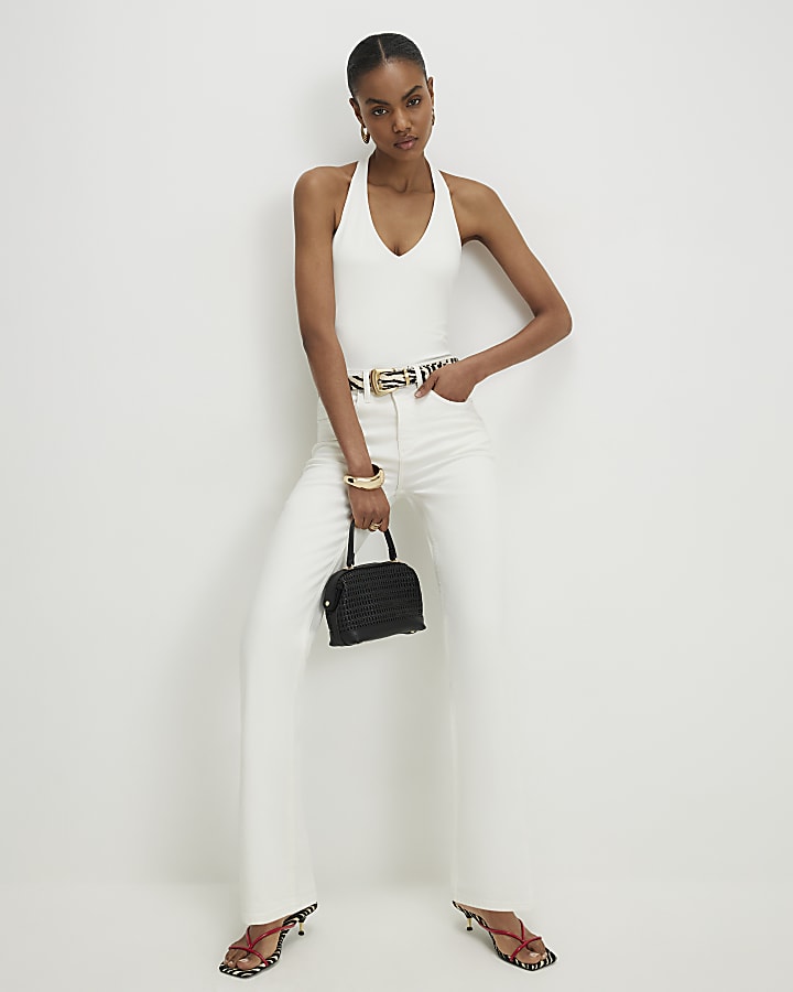 Cream Halter Neck Bodysuit