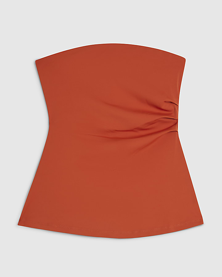 Orange Polyamide Bandeau Top