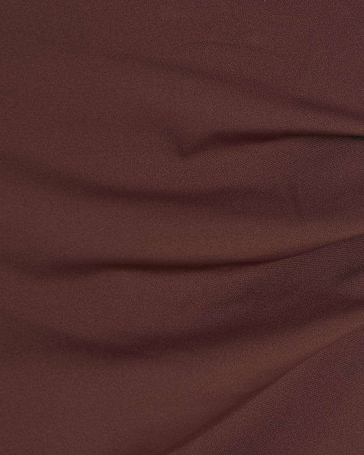 Brown Polyamide Bandeau Top