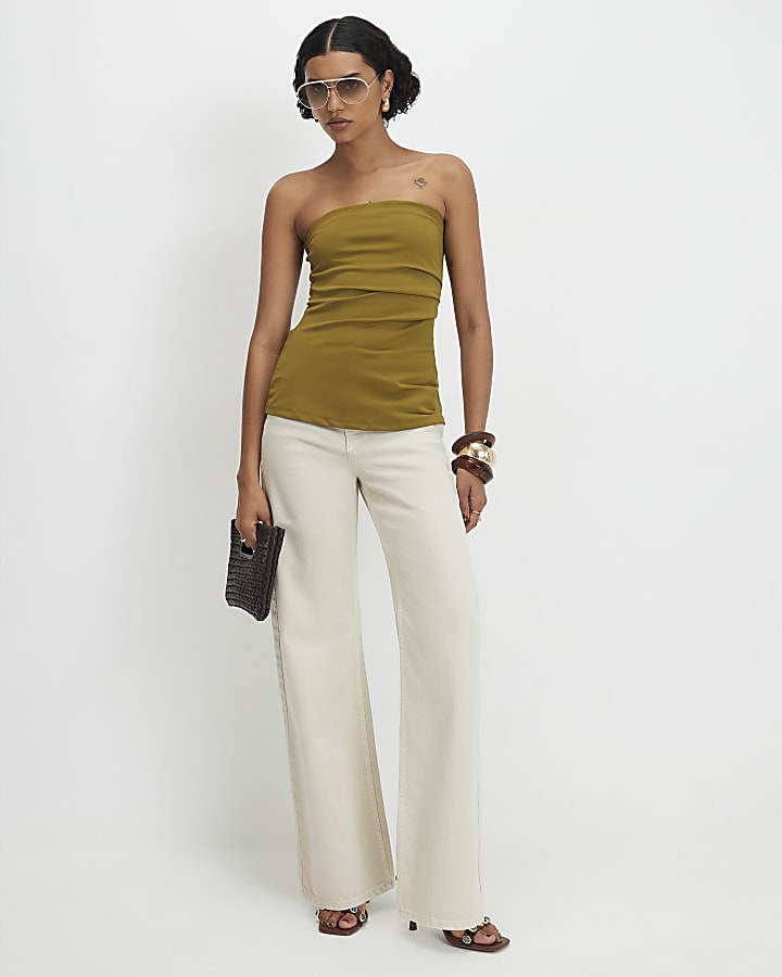 Green Polyamide Bandeau Top